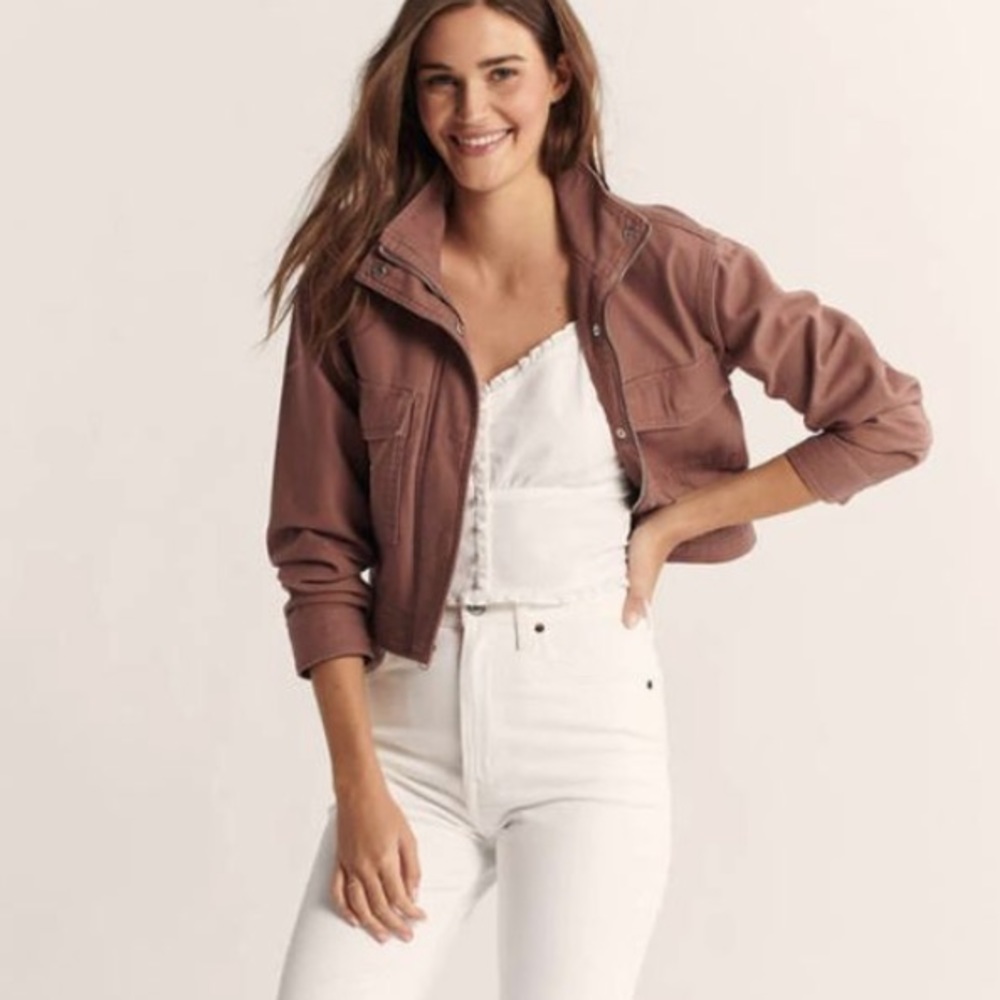 Abercrombie red-orange utility jacket